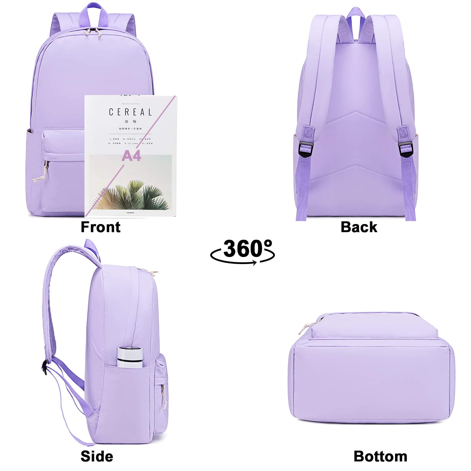 Teen Girls School Backpack - Laptop Bookbag for Travel & College (Purple)