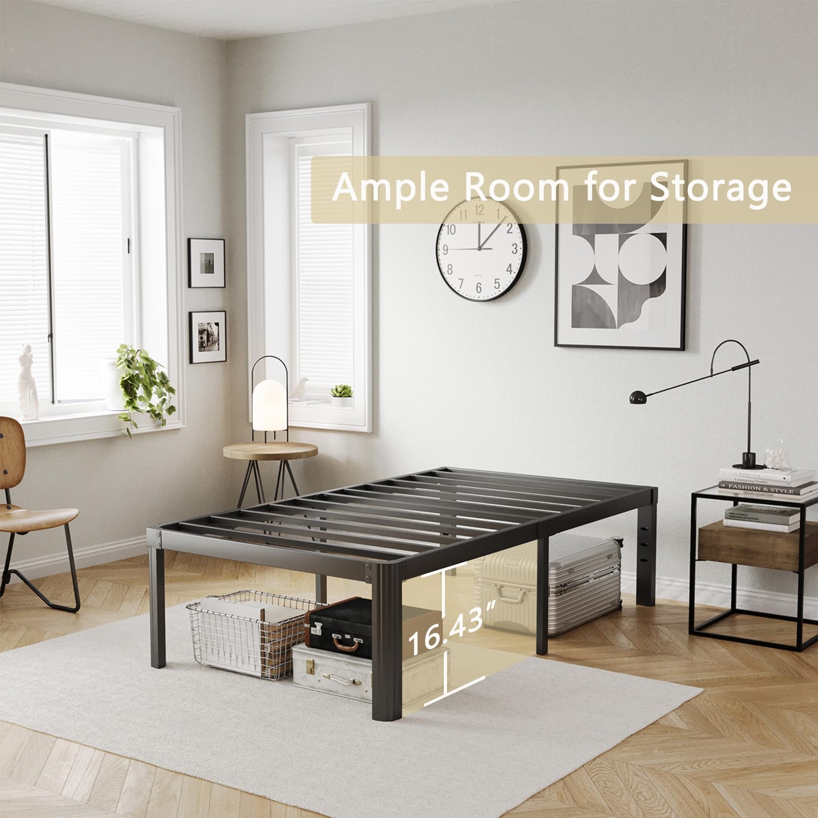 KERAMIK 18 Inch Twin Size Metal Bed Frame - Heavy Duty Platform Bed with Round Edges, No Box Spring Needed, Easy Assembly, Black - Perfect for Kids Rooms, Guest Beds & Small Spaces