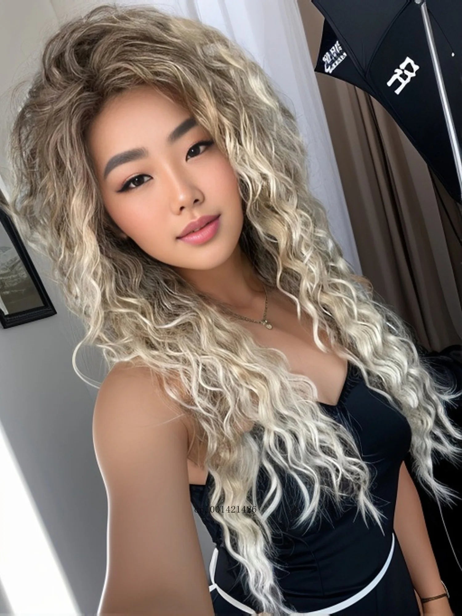 Ash Blonde Synthetic Long Curly Wig for Women - Fluffy Ombre Wavy Hairpiece for Costume, Carnival & Party | Everyday Wear & Cosplay