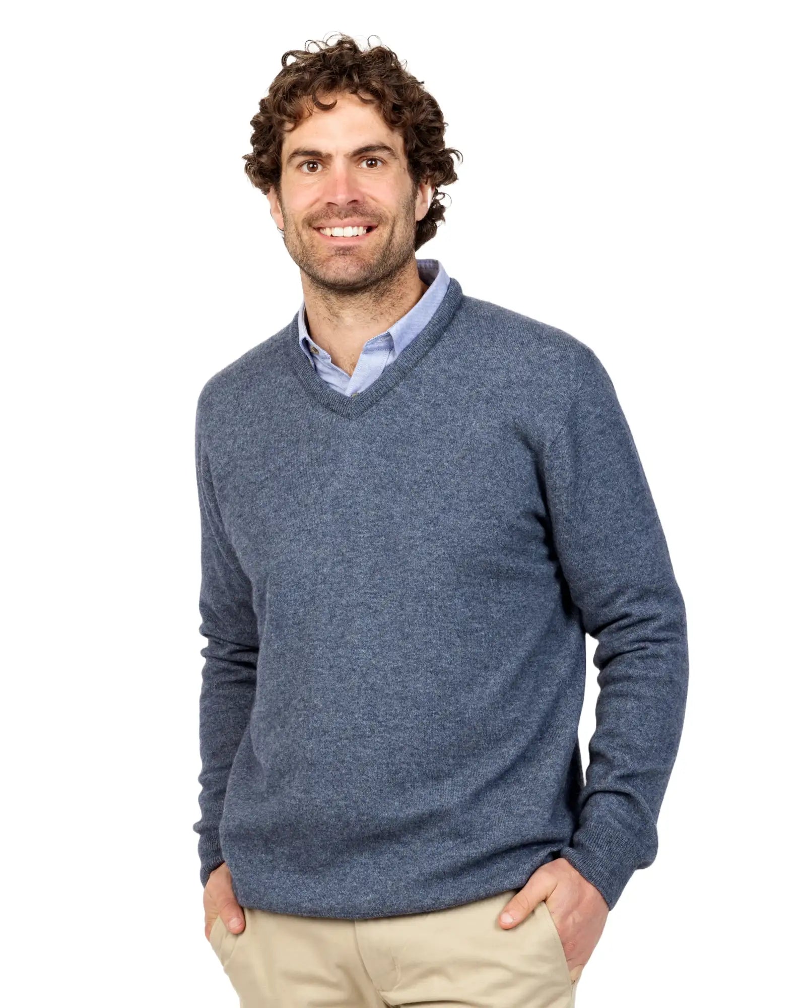 Premium Sky Blue Men's Possum Merino Wool Sweater - Soft & Warm Plain Knit Pullover for Winter - Perfect for Outdoor Activities & Casual Wear