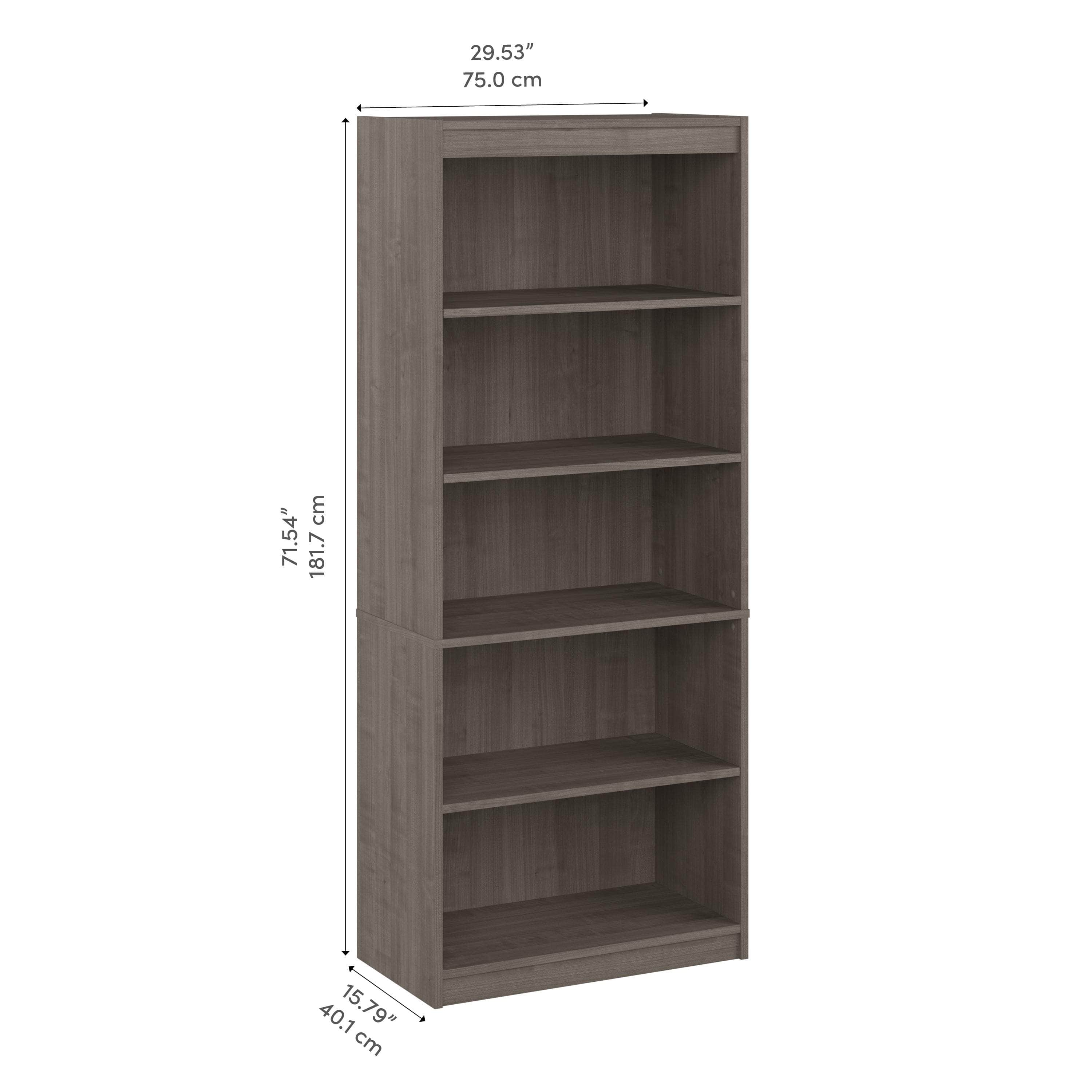 Universal 30W Standard 5-Shelf Bookcase - 4 Color Options for Home, Office & Dorm Room Organization