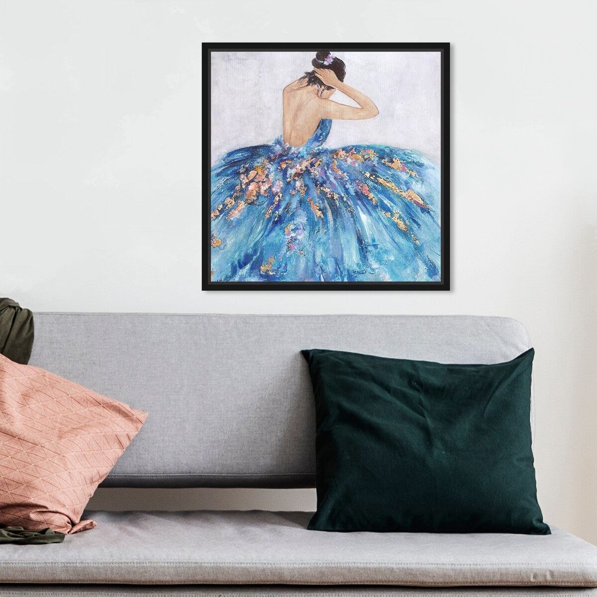 Elegant Blue Princess Dress Glam Canvas Wall Art Print - Festive & Stylish Home Decor for Bedroom, Living Room, or Nursery