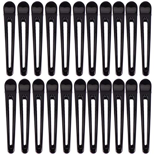 Minkissy 24pcs Black Alligator Hair Clips - Duckbill Hair Clips for Women & Men (7.7cm) - Professional Salon Hair Grip Clips for Styling, Braiding & Hair Extensions