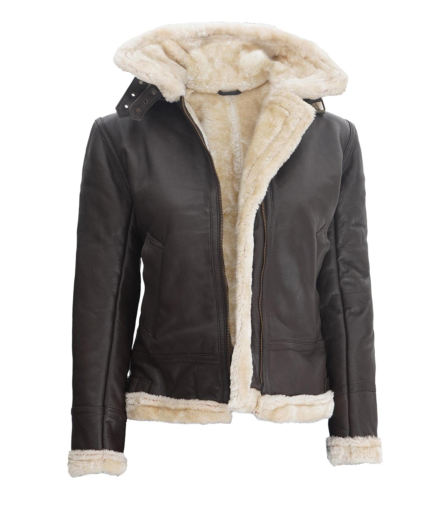 Blingsoul Women's Genuine Leather Winter Jacket - Stylish Warm Outerwear for Casual Outings & Night Events