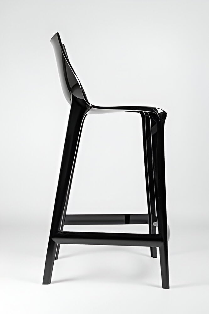Modern Polypropylene Bar Stools - Set of 8 Black Mahi Mahi MMPPBN8 Counter Height Stools (76cm) for Kitchen Island, Breakfast Bar & Home Decor