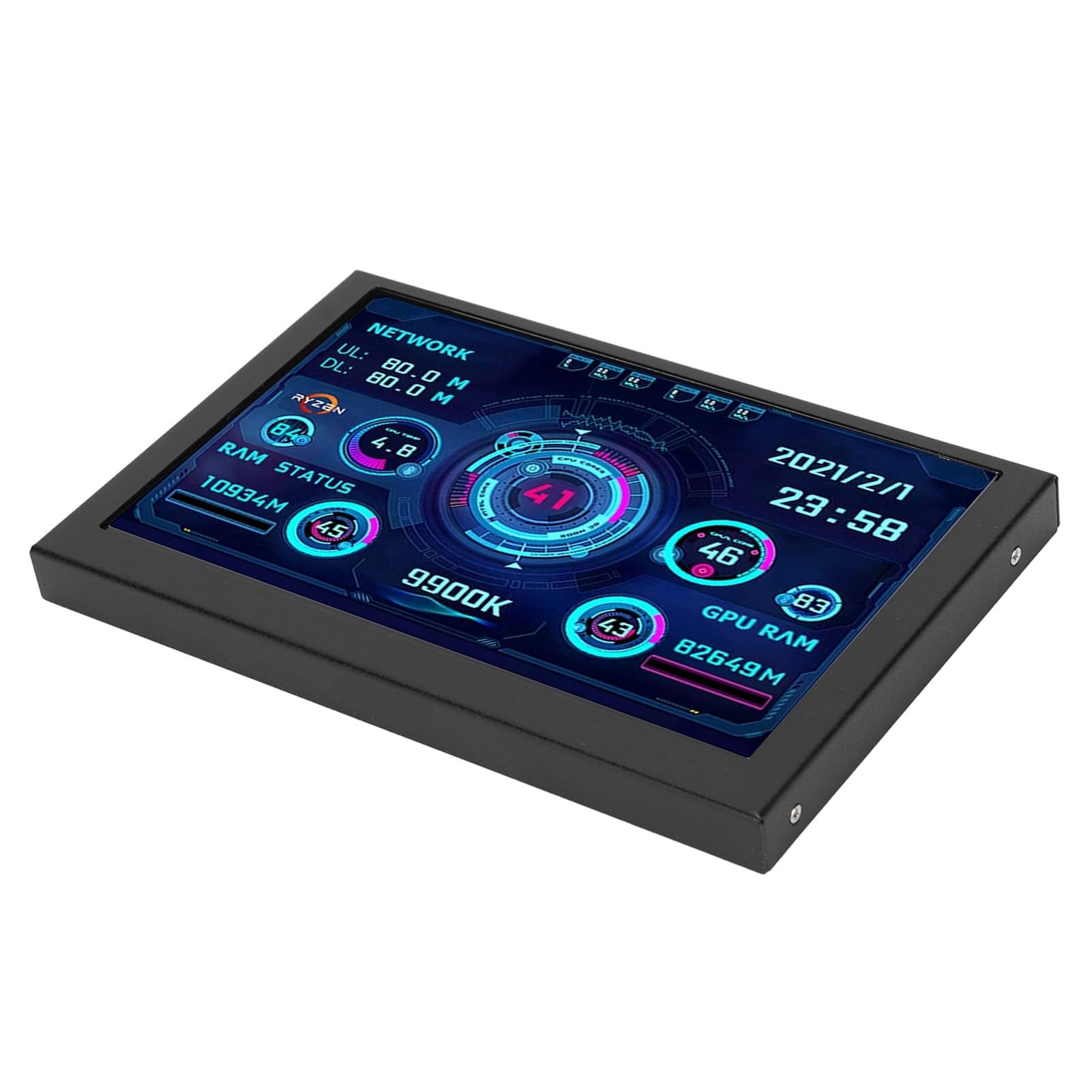 Akozon 5-inch IPS USB-C PC CPU Data Monitoring Screen - Real-Time RAM, GPU, Network Speed & Weather Display - Interactive Sensor Panel for Mini ITX Cases - Perfect for Gaming Rigs & Home Office Setups