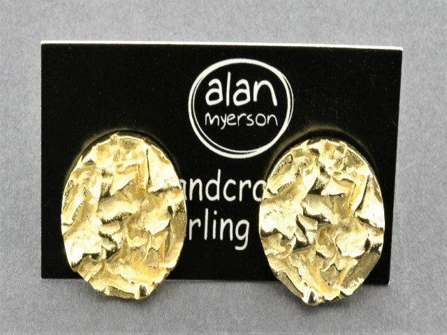22K Gold Over Silver Elephant Skin Disc Stud Earrings - Boho Chic Jewelry for Women, Perfect for Parties & Everyday Wear