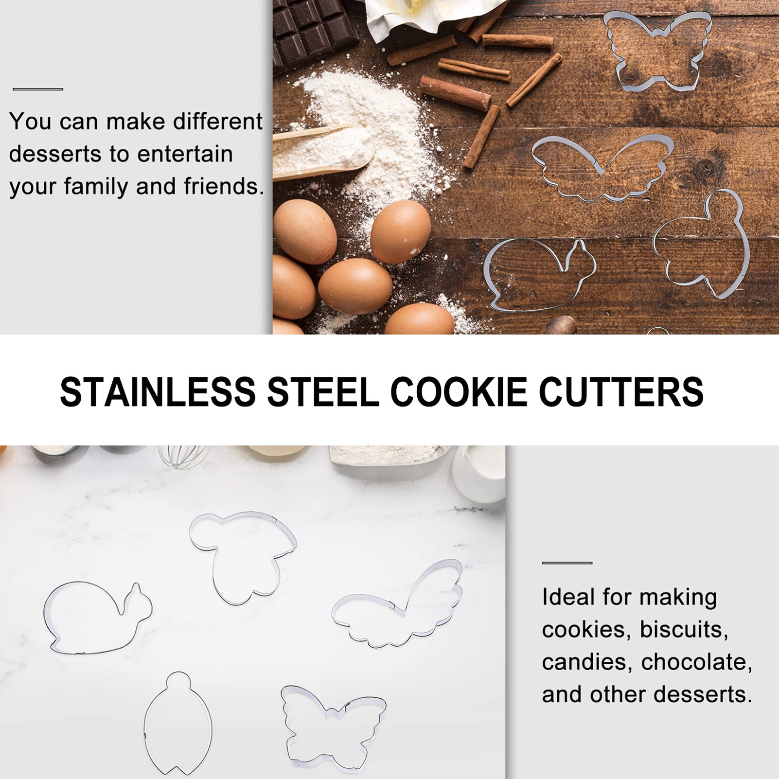 10PCS Stainless Steel Animal Cookie Cutters - Cartoon Fudge & Cake Molds for Baking, DIY Biscuit Making - Perfect for Birthday Parties, Baby Showers & Holiday Treats