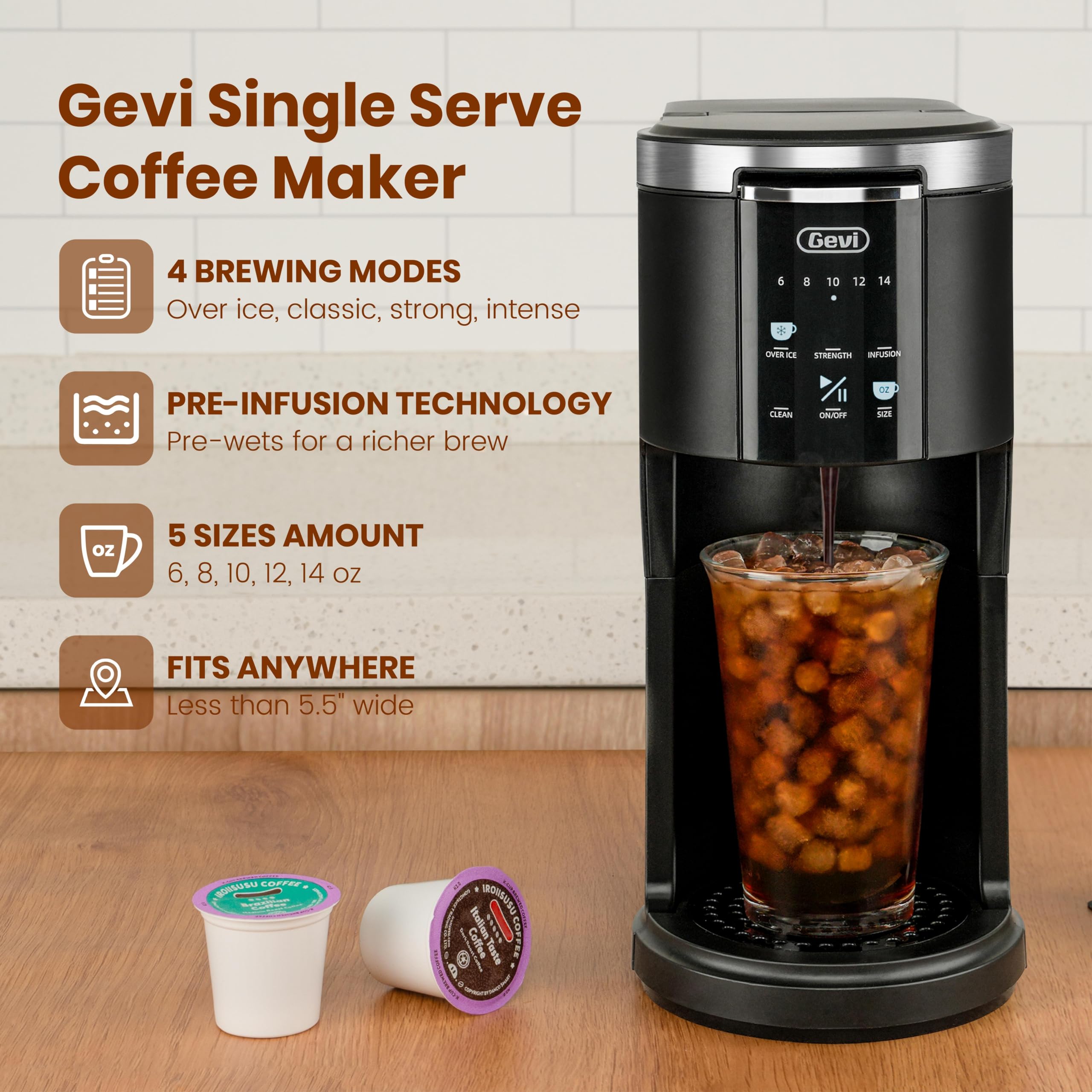 Gevi EzPod Single Serve Coffee Maker - Portable for Office & Camping