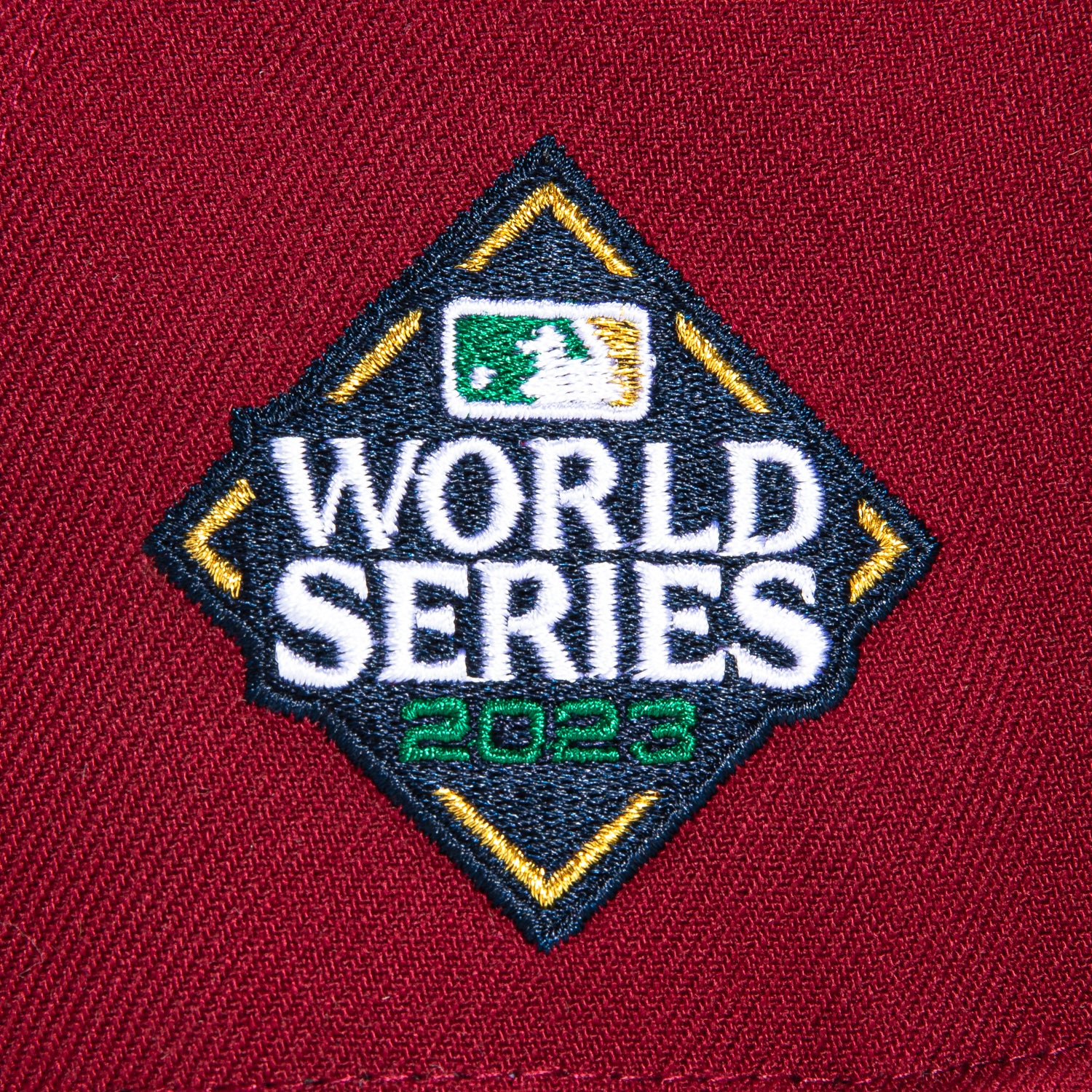New Era 59Fifty Texas Rangers 2023 World Series Patch Hat - Cardinal & Green - Official MLB Baseball Cap for Fans, Sports Events & Casual Wear