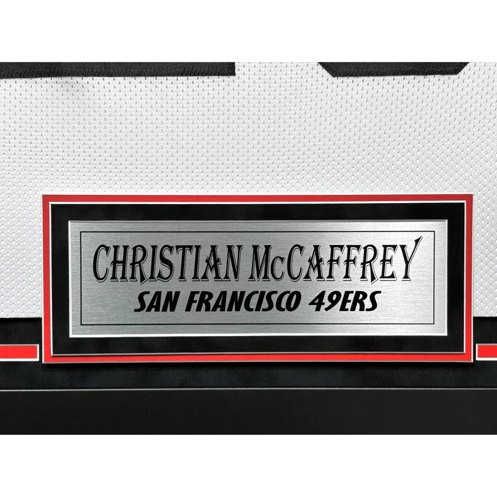 Authentic Christian McCaffrey Autographed San Francisco 49ers Jersey - Framed BAS Certified Signed Memorabilia for NFL Fans, Sports Collectors, and Home/Office Decor