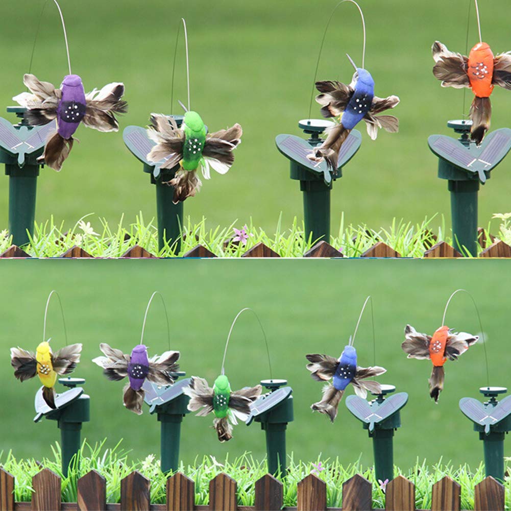 Solar Powered LED Hummingbird Garden Decor - Flying Feather Wing Solar Bird Ornament for Yard & Patio | Outdoor Solar Garden Decoration for Lawn, Flower Beds & Backyard