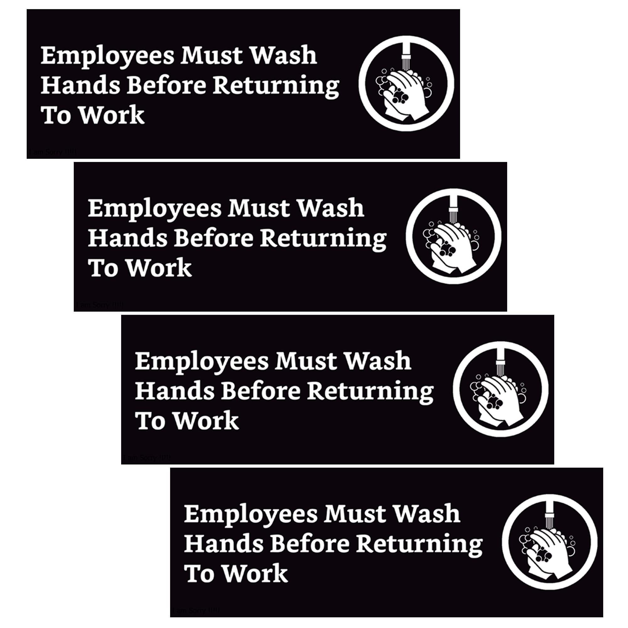 Employees Must Wash Hands Sign (4 Pack, 7.3