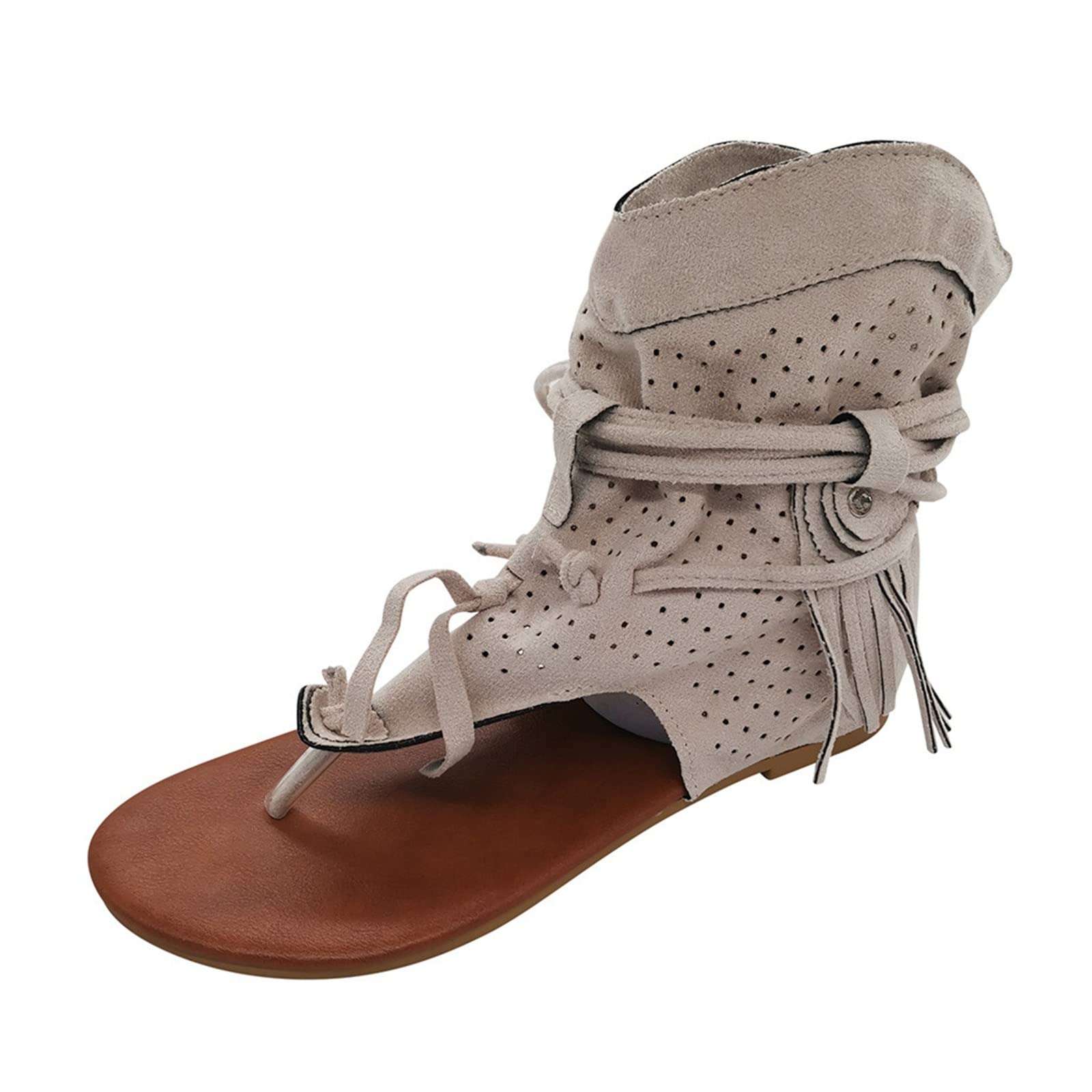 Bohemian Tassel Sandals for Women - Retro Roman Style Beach Sandals - Dressy Summer Sandals for Girls & Women - Perfect for Beach Vacations, Music Festivals and Boho Outfits