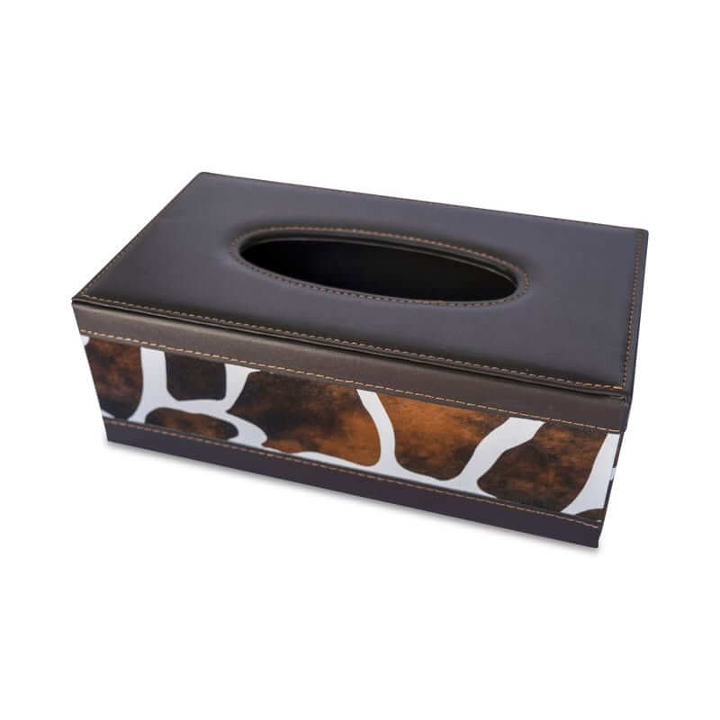 Genuine Leather Tissue Box Cover with Cow Print - Stylish and Durable Home Decor for Living Room, Bedroom, or Office