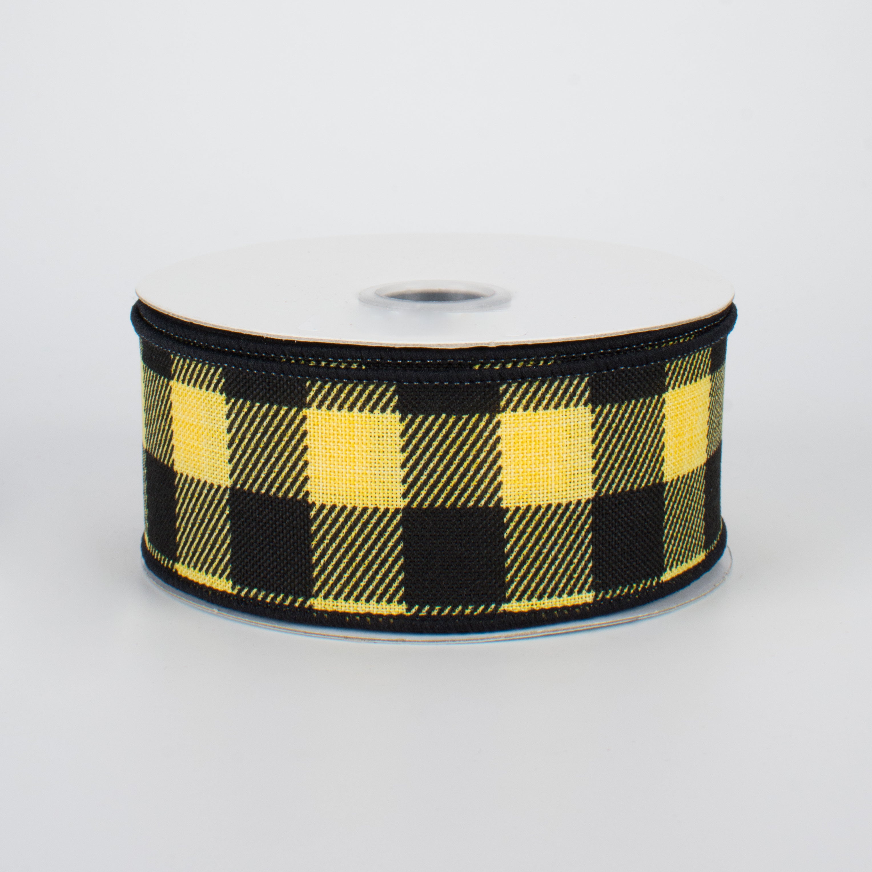 1.5 Inch Printed Plaid Check Ribbon - Yellow and Black Grosgrain Ribbon (10 Yards) for Gift Wrapping, DIY Crafts, Hair Bows, and Scrapbooking