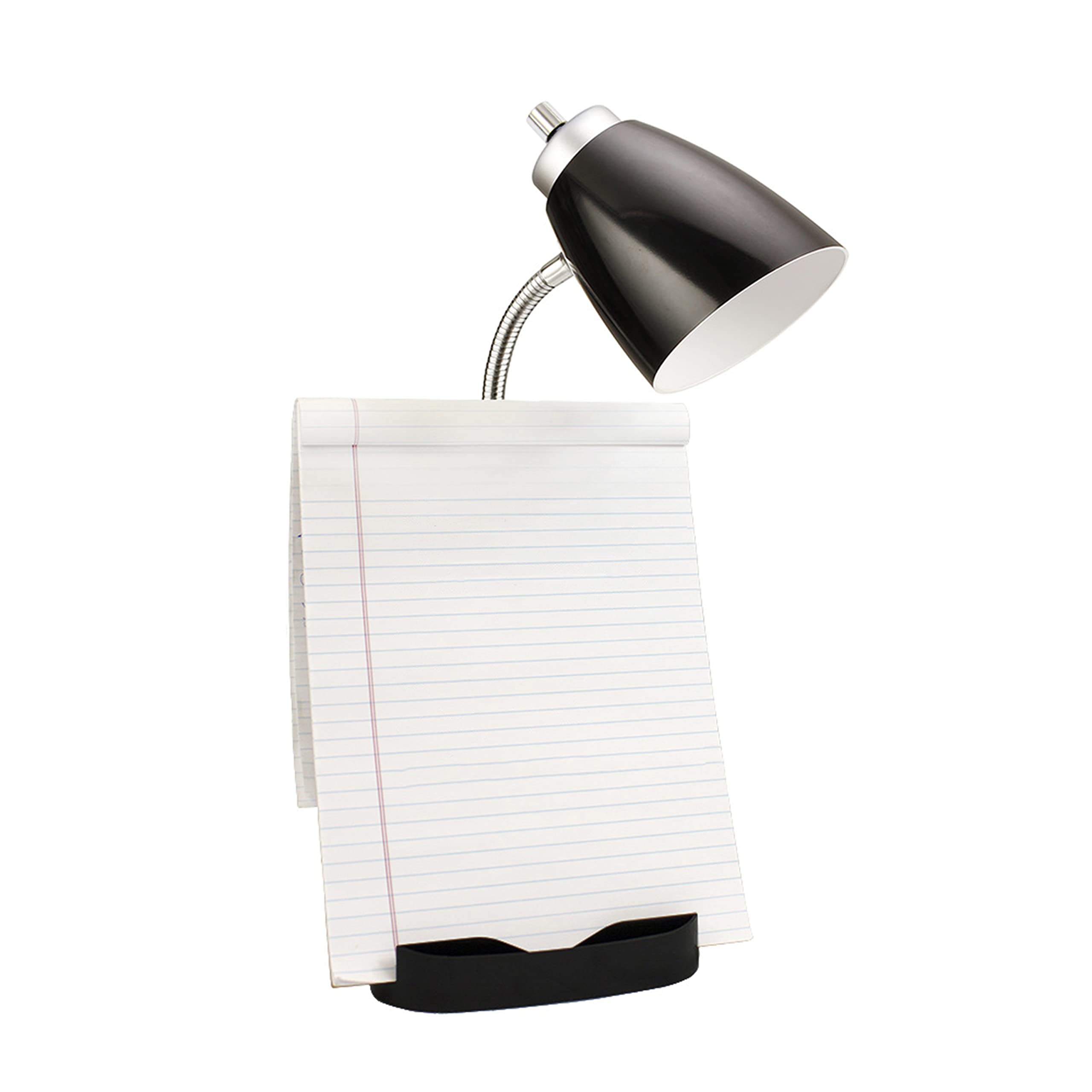 Simple Designs LD1056-BLK Adjustable Gooseneck Desk Lamp with iPad/Tablet Stand, Book Holder & USB Charging Port - Black (6-Pack) - Perfect for Home Office, Study, Reading & Dorm Room Lighting
