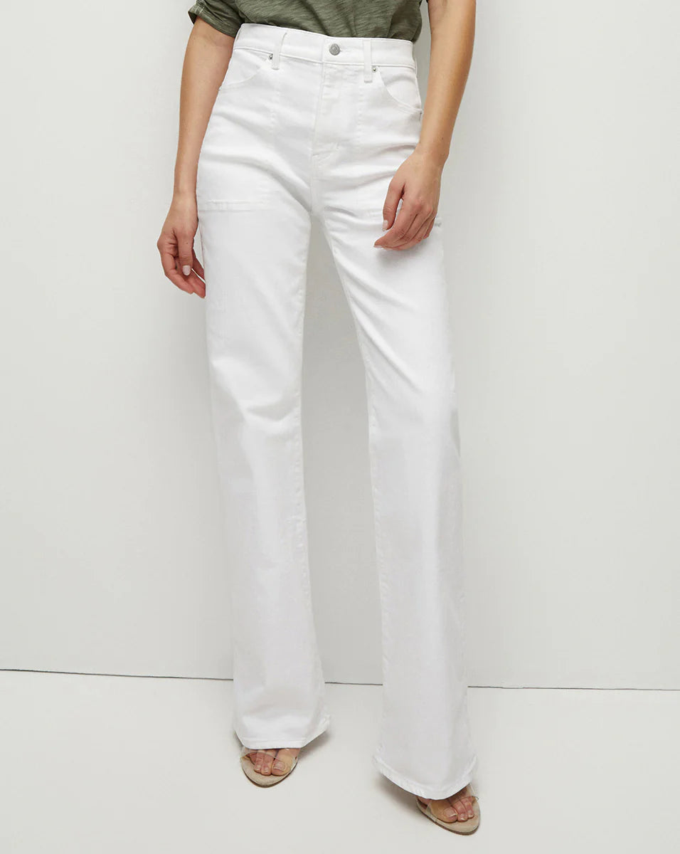 Crosbie Wide Leg Pants for Women - High Waisted Flowy Trousers in White | Comfortable & Stylish for Office, Casual Wear & Travel