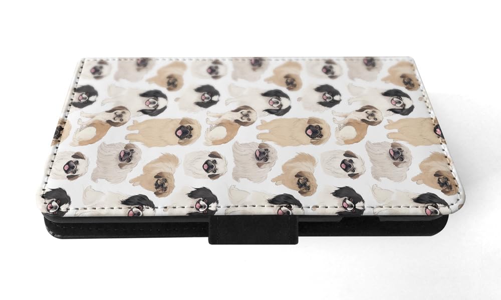 Cute Pekingese Dog Pattern Faux Leather Flip Wallet Phone Case for Apple iPhone SE 3 (2022) - Stylish & Protective Cover for Everyday Use, Commuting, and Travel