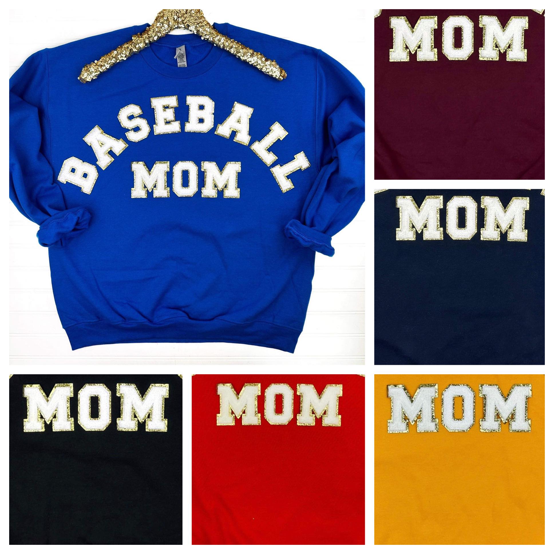 Baseball Mom Chenille Patch Sweatshirt - Comfortable Pullover for Baseball Moms - Perfect for Games, Practices & Team Spirit