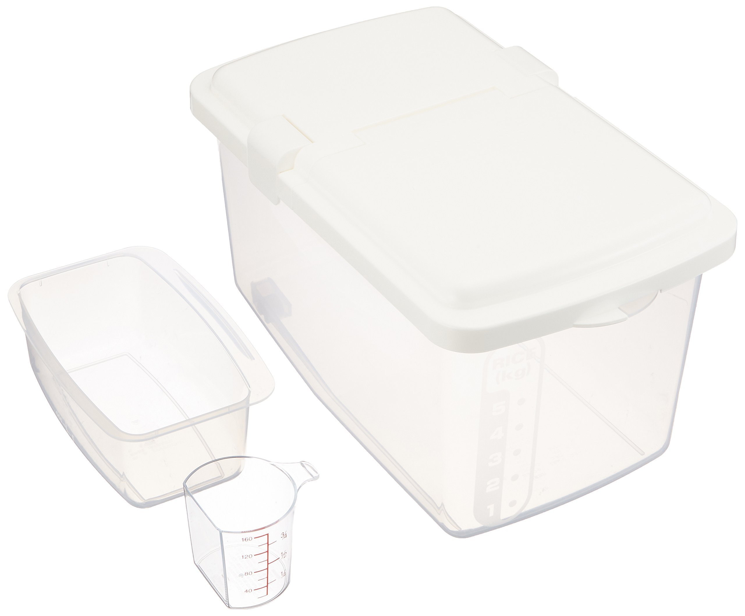 JapanBargain 1825 - Clear Plastic Rice Storage Container with Lid | Japanese Kome Bitsu Style | 11 lbs Capacity for Dry Food, Pet Food (Dog/Cat), Treats & Pantry Organization | Perfect for Kitchen, Pet Supplies & Bulk Food Storage