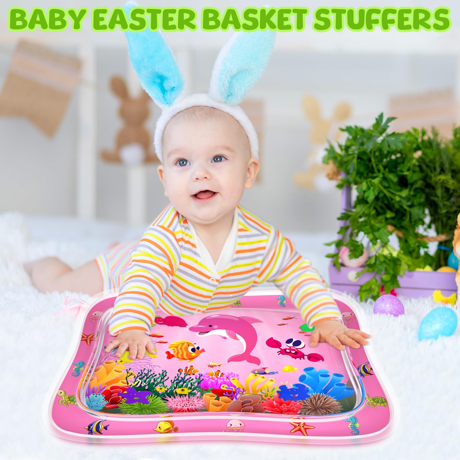 ZMLM Inflatable Baby Tummy Time Water Play Mat - Sensory Activity Toy for Newborns & Infants 3-12 Months | Pink Developmental Toy for Boys & Girls | Perfect for Easter Gifts, Baby Showers & Early Learning Playtime