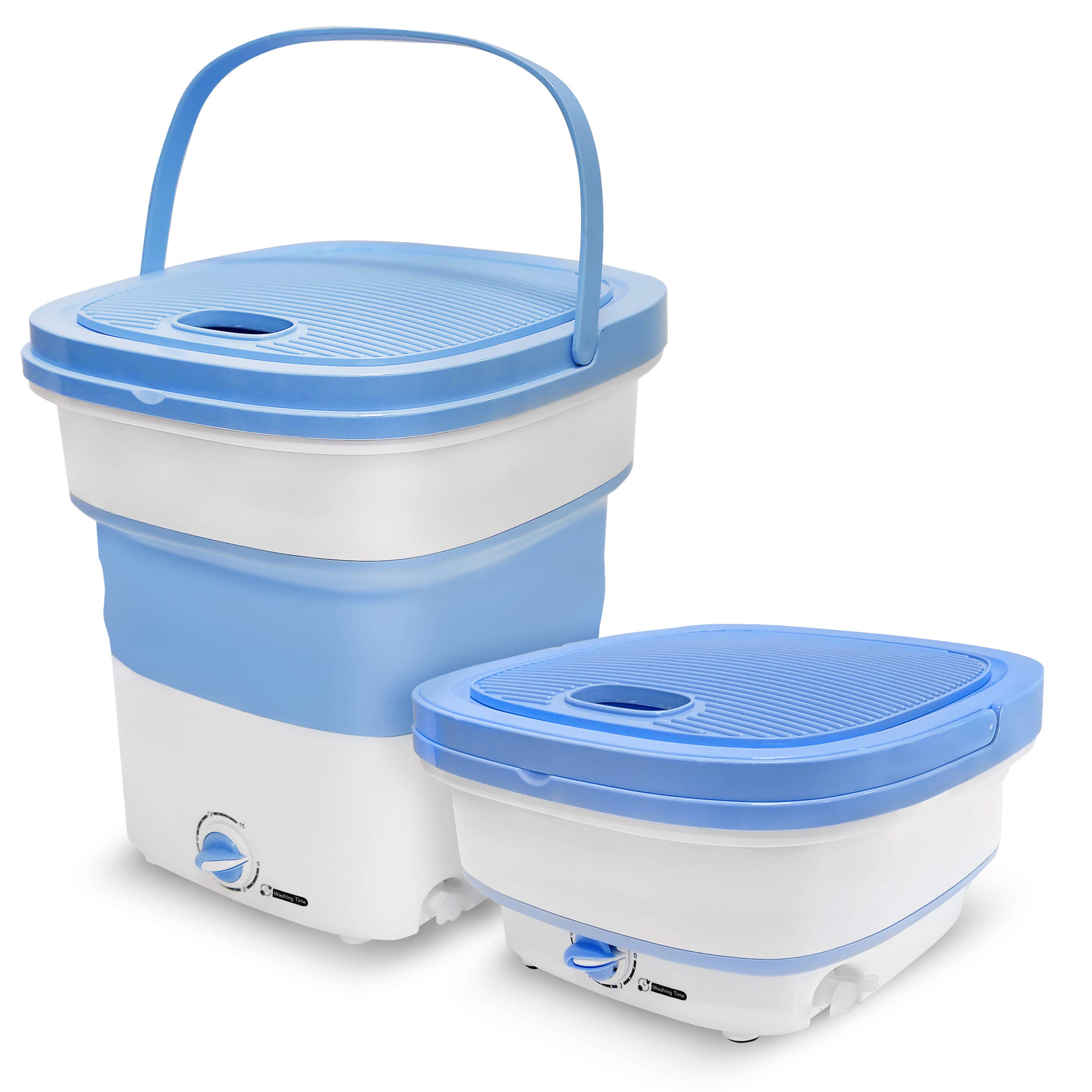 PURE CLEAN Portable Mini Washing Machine | Lightweight Collapsible Bucket for Camping, Travel, Apartments & Dorms | Compact Laundry Solution for Small Spaces | USA Brand Pure Clean PUCWM33.5 in Light Blue | Perfect for RV Trips, College Dorms & Tiny Homes