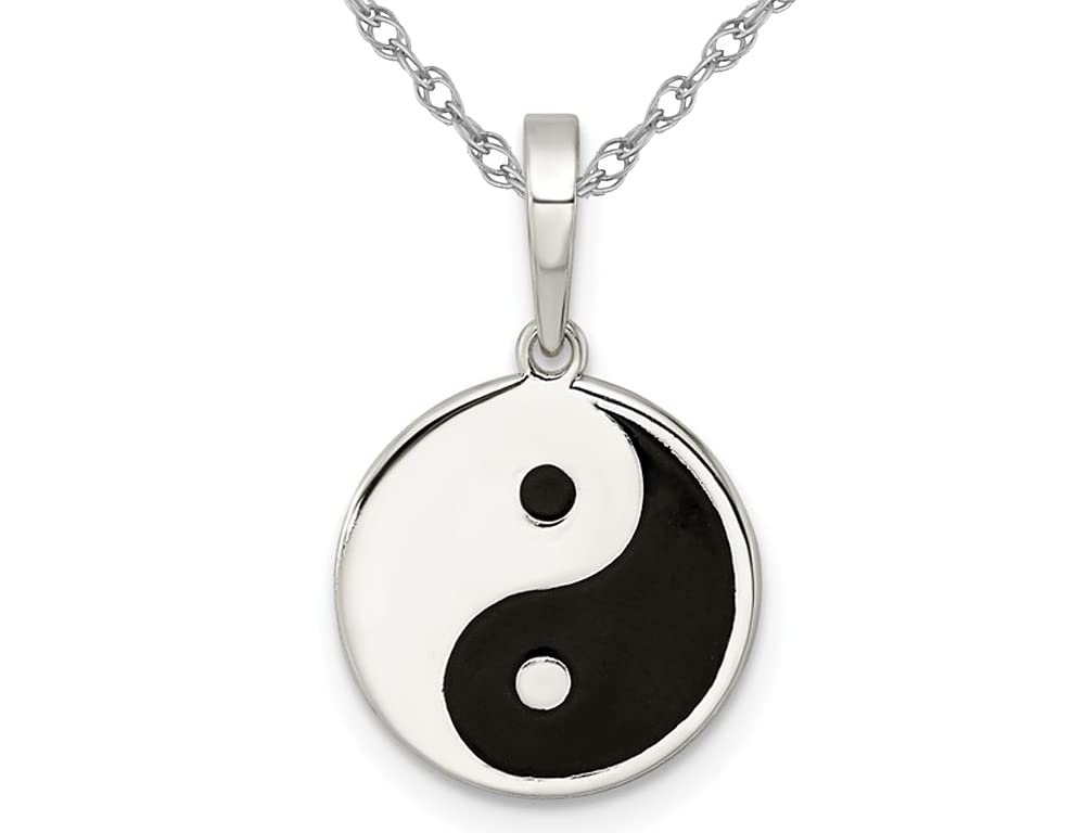 925 Sterling Silver Yin Yang Pendant Necklace with 18