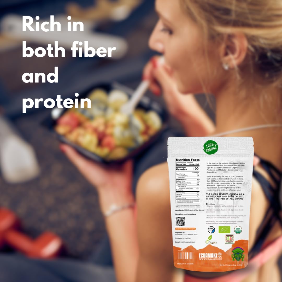 Organic White Quinoa - 1.1 Lbs (500g) | Gluten-Free, Non-GMO, Vegan Superfood | High Protein Whole Grain for Salads, Bowls & Healthy Meals | Perfect for Keto, Paleo & Plant-Based Diets