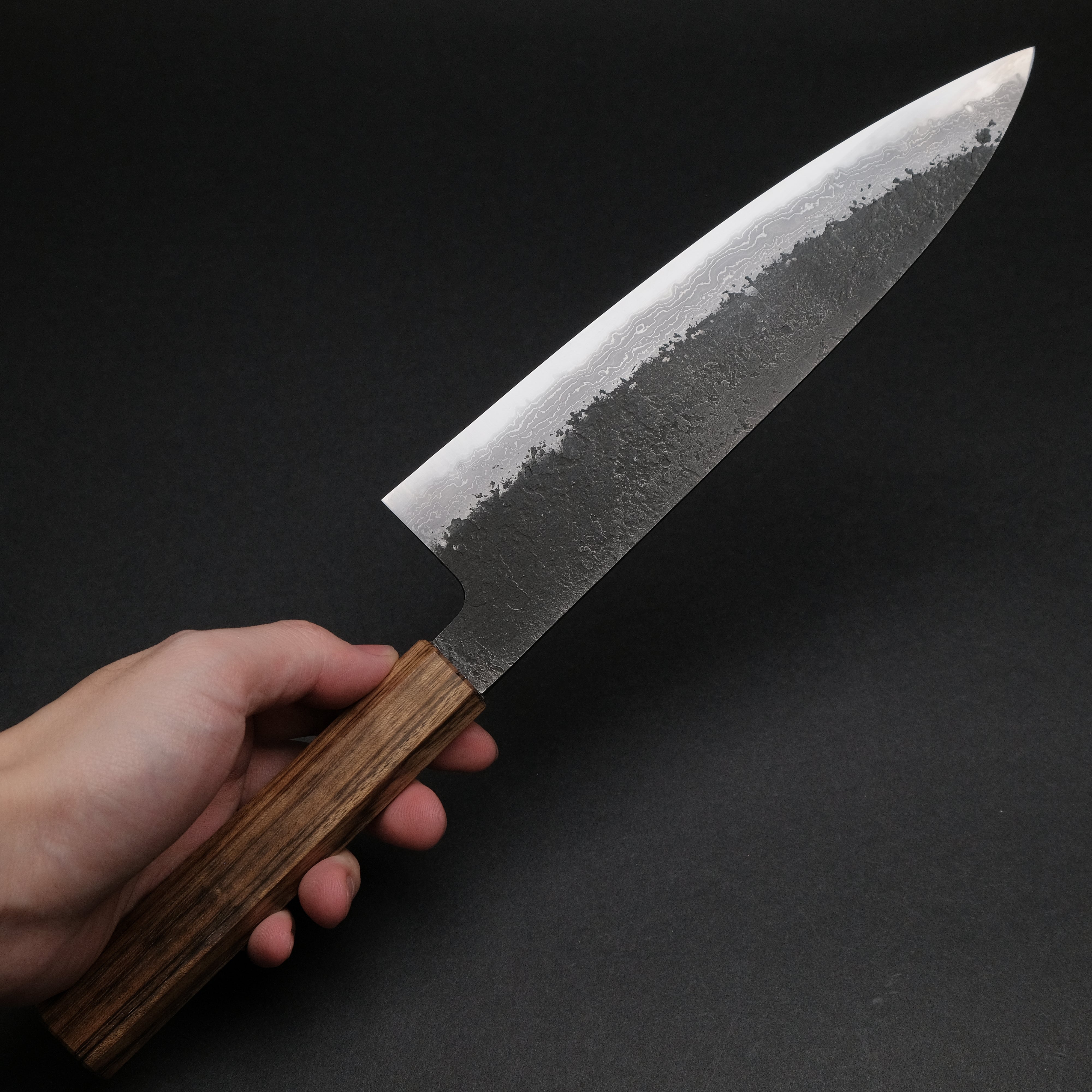 Premium Ajikataya White #2 Nashiji Damascus Gyuto 210mm Japanese Chef Knife with Obankole Handle (#48) - Perfect for Sushi, Meat Slicing & Professional Kitchen Use