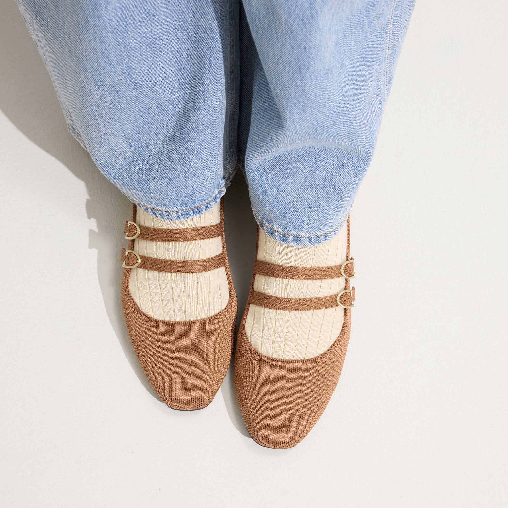 Stylish Double Buckle Mary Jane Shoes in Java Chip - Comfortable & Fashionable Women's Flats for Work, Casual Wear & Special Occasions