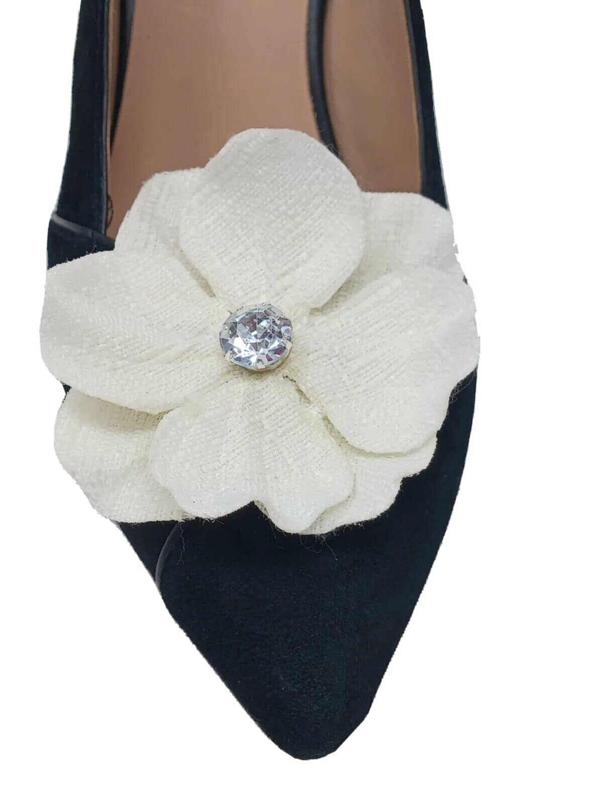 Off-White Floral Shoe Clips (2-Pack) - Elegant Shoe Accessories for Women | Perfect for Weddings, Parties & Everyday Fashion