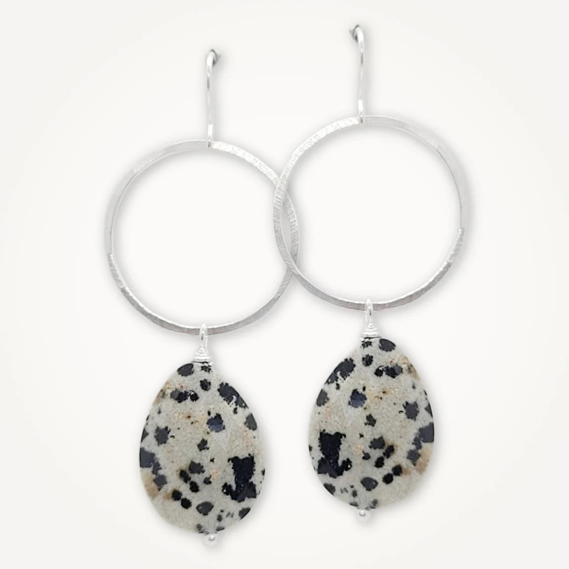 Meridian Earrings - Natural Dalmatian Jasper Stone Jewelry for Women | Boho Chic Dangle Earrings for Everyday Wear & Special Occasions