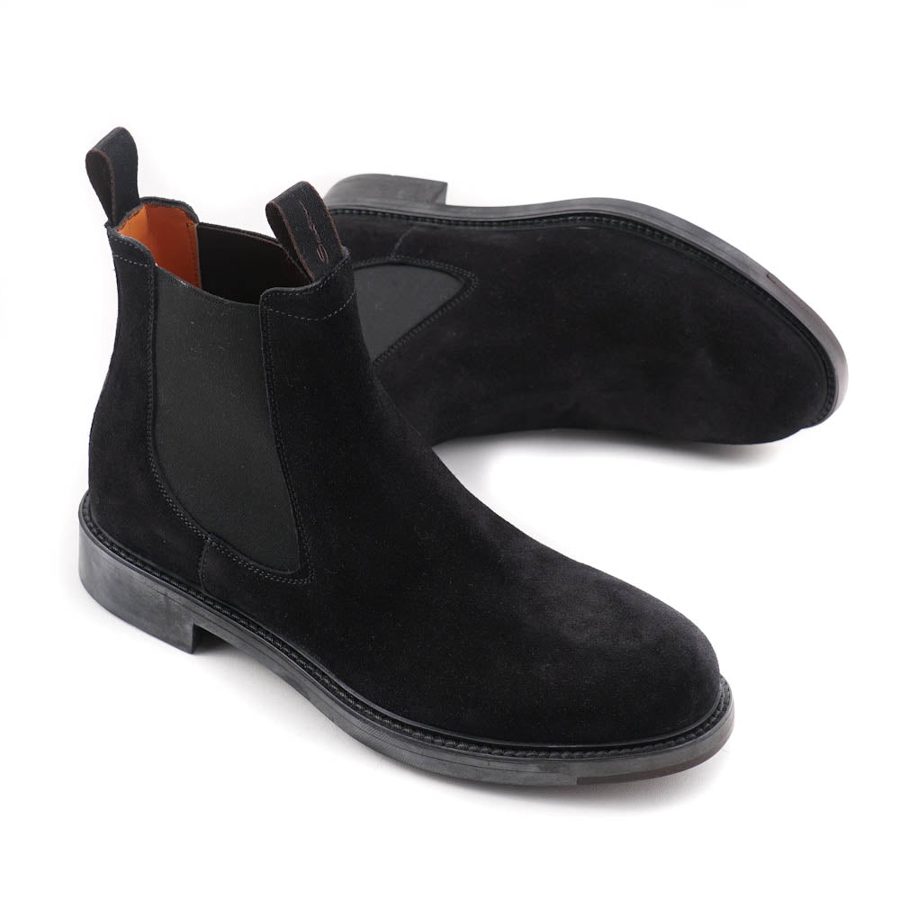 Santoni Black Suede Chelsea Boots for Men - Waterproof & Comfortable Ankle Boots for Casual Wear, Work & Outdoor Activities