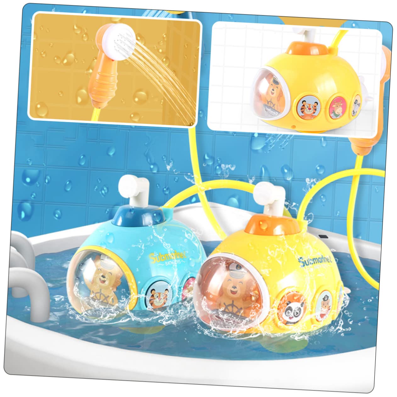 VICASKY 3-Piece Kids Bath Toys Set - Electric Water Sprayer Animal Shower Toys for Toddlers, Fun Bathtime Playtime for Boys & Girls (Yellow Plastic) | Perfect for Bath Time, Pool Parties & Outdoor Water Play