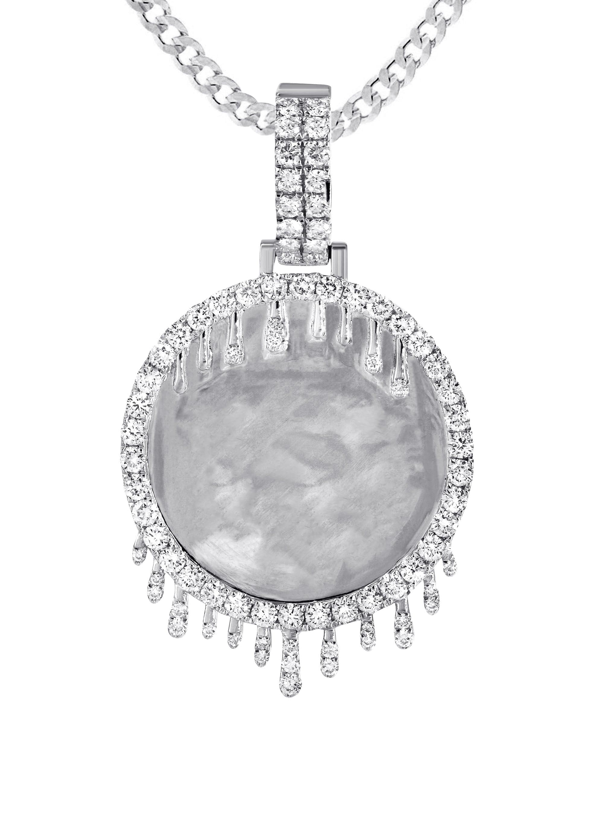 14K White Gold Diamond Round Drip Pendant Necklace - 2.5 Carats, 21.9 Grams | Elegant Jewelry Gift for Women | Perfect for Weddings, Anniversaries & Special Occasions