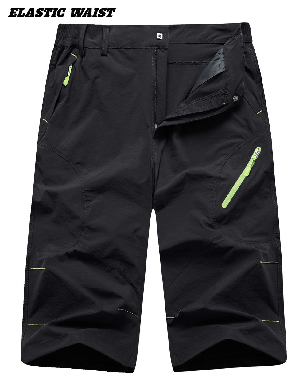 TACVASEN Men's Capri Pants - Lightweight Work Shorts for Men, Black Casual & Outdoor Shorts for Hiking, Running, and Summer Activities