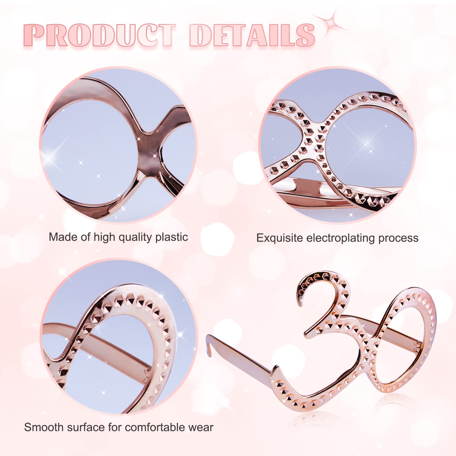 9 Pack 30th Birthday Sunglasses Decorations for Men & Women - Fun Party Eyewear Supplies for Anniversary Celebrations - Perfect for Birthday Parties, Bachelorette Events & Festive Gatherings