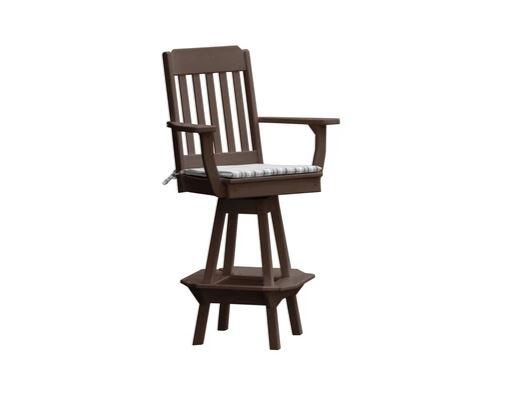 A & L Furniture Traditional Swivel Bar Chair with Arms - Comfortable Upholstered Stool for Kitchen Island, Home Bar & Breakfast Nook