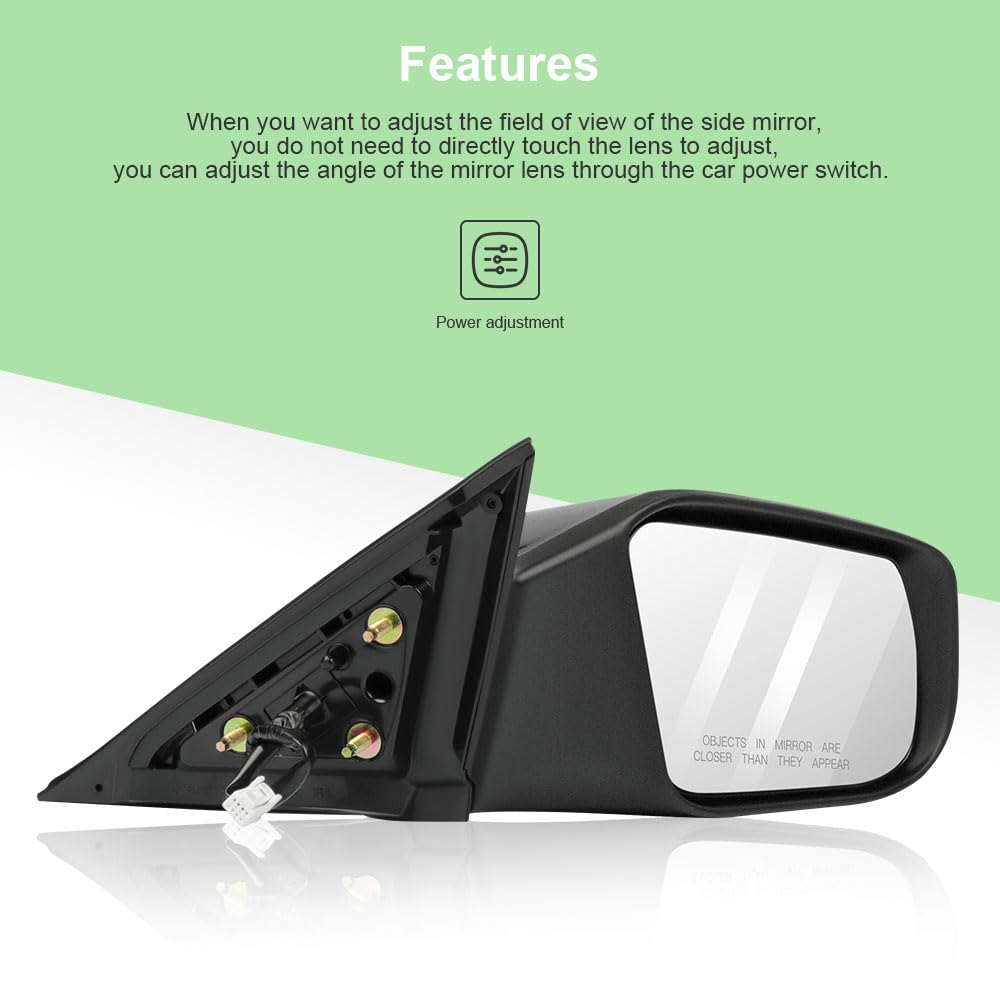 SCITOO Passenger Side View Mirror Compatible with 2013 Nissan Altima 2.5L - Right Side Power Non-Folding Exterior Mirror Replacement Part (Black, NI1321223) - Perfect for Parking Assistance & Blind Spot Safety