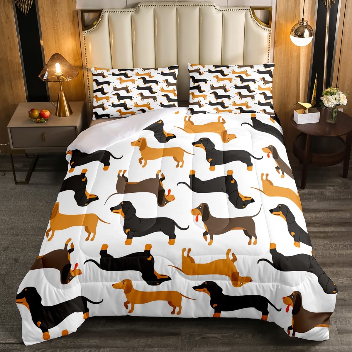 Cute Dachshund Dog Comforter Set for Kids - Breathable Cartoon Puppy Bedding, Full Size Duvet Cover for Boys & Girls | Perfect for Pet Lovers' Bedroom Decor & Cozy Sleep