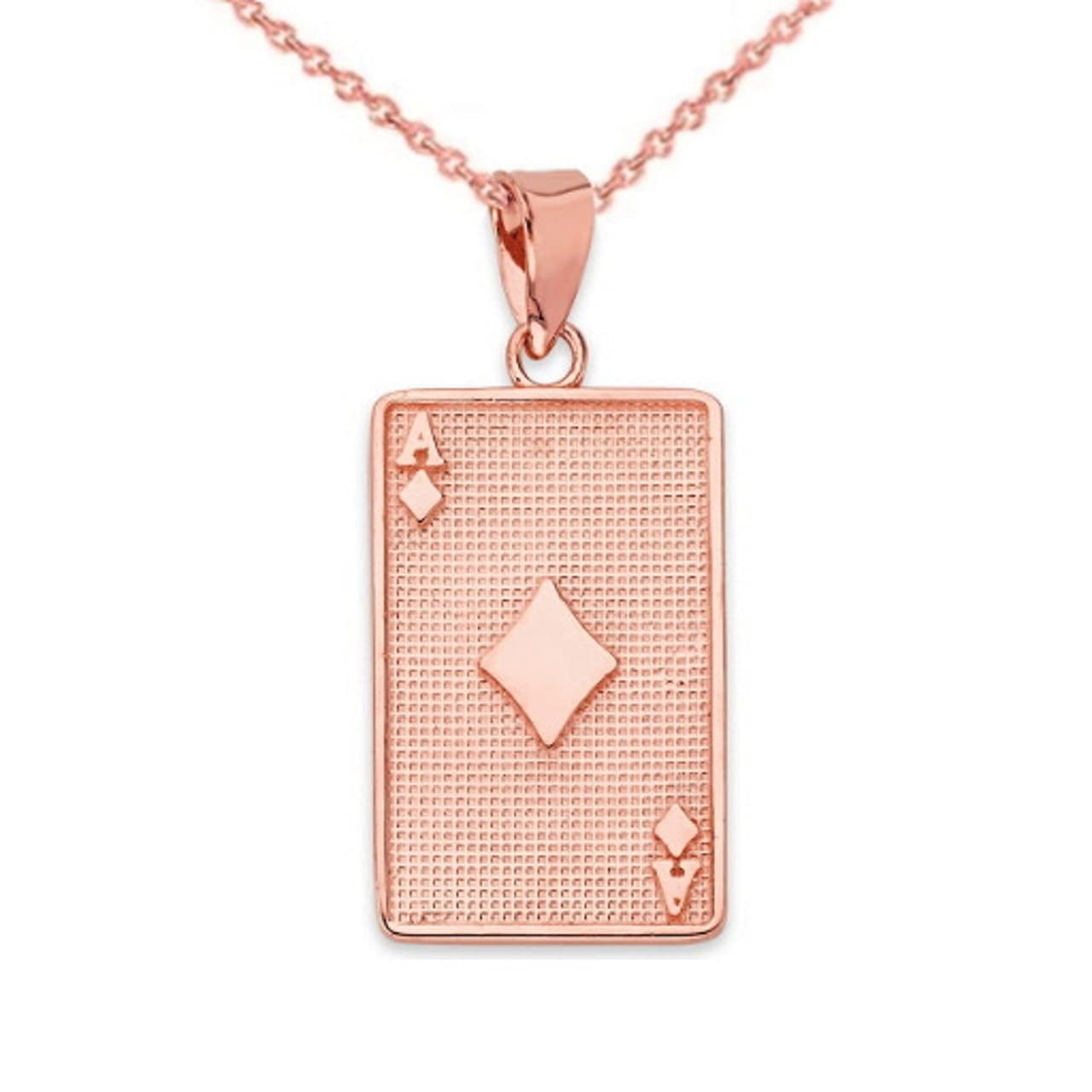 10K Gold Ace of Diamonds Poker Card Pendant Necklace for Men & Women - Elegant Casino-Themed Jewelry Gift for Poker Lovers, Gambling Enthusiasts, and Card Game Players