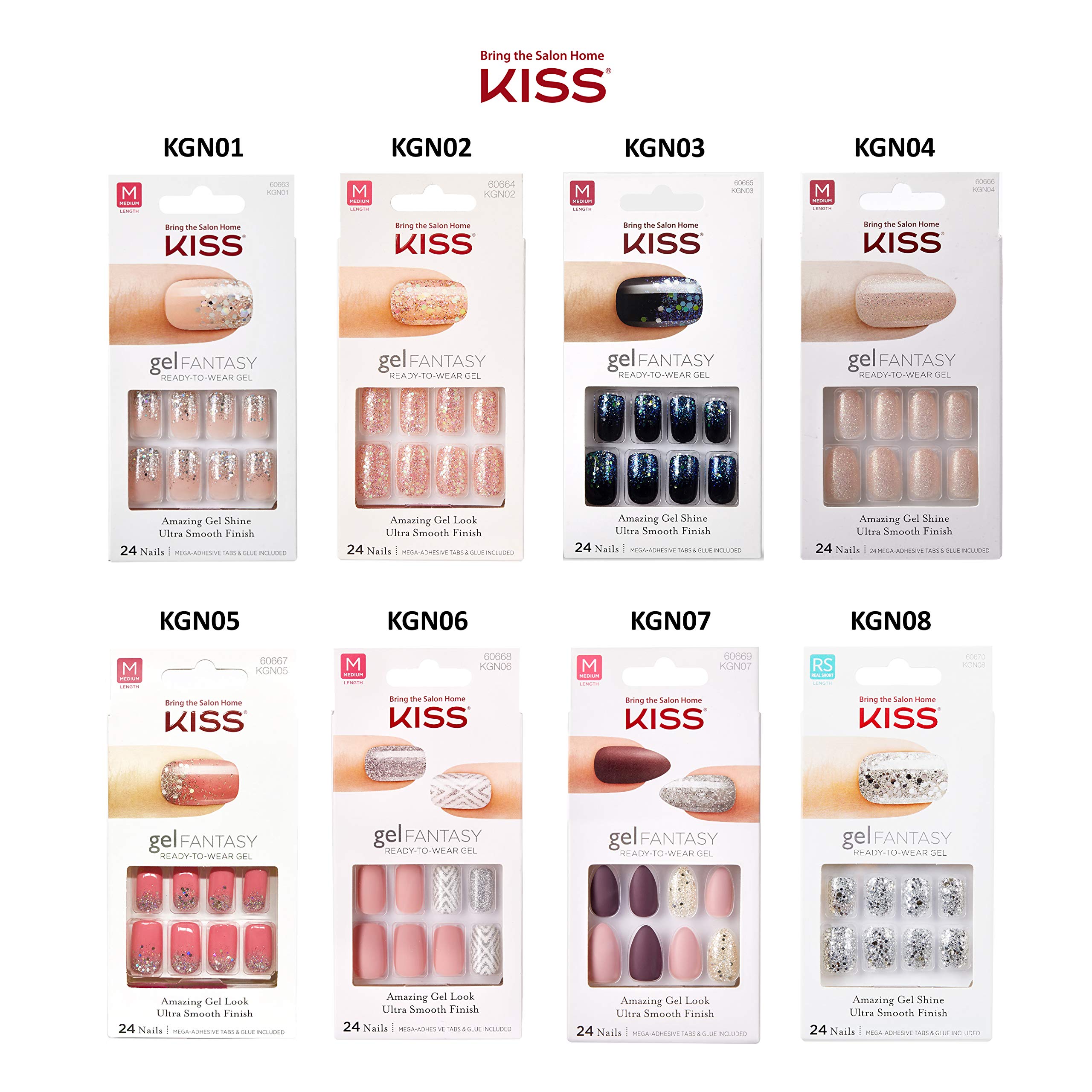 Kiss Gel Nail Polish Set with Ribbon Design - Long Lasting Glossy Nail Art Kit for Home Salon & Party Manicures