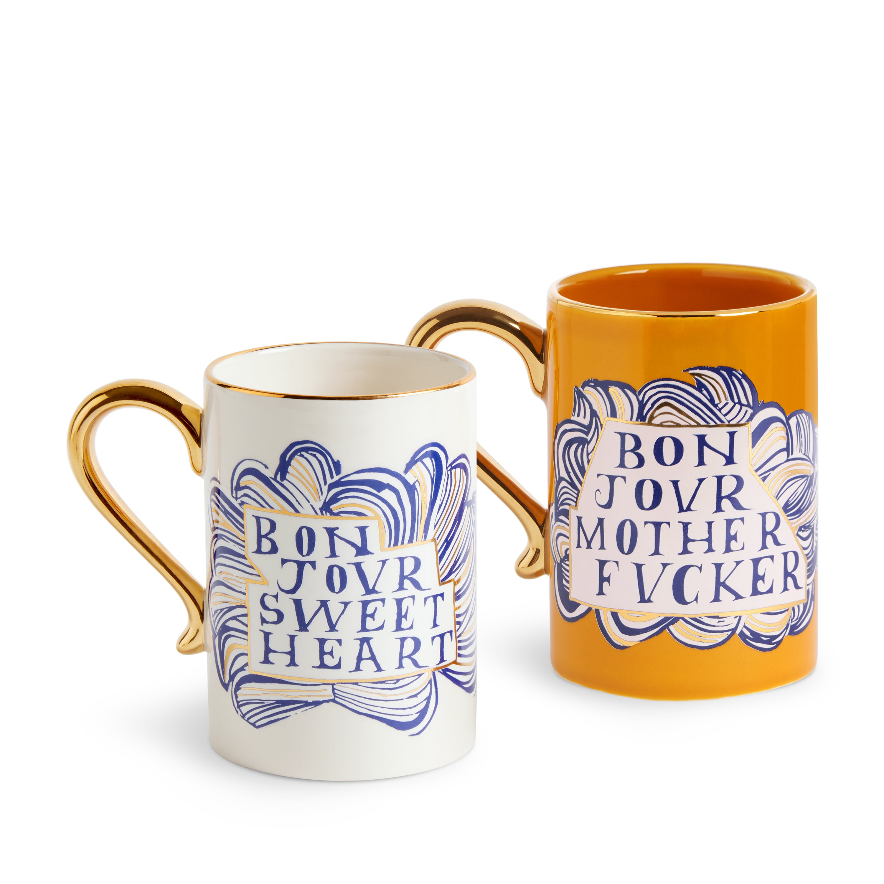 Ruan Hoffmann Sweetheart & Mother Fucker Ceramic Mug Set (2-Pack) - Perfect for Coffee, Tea & Unique Gift Giving