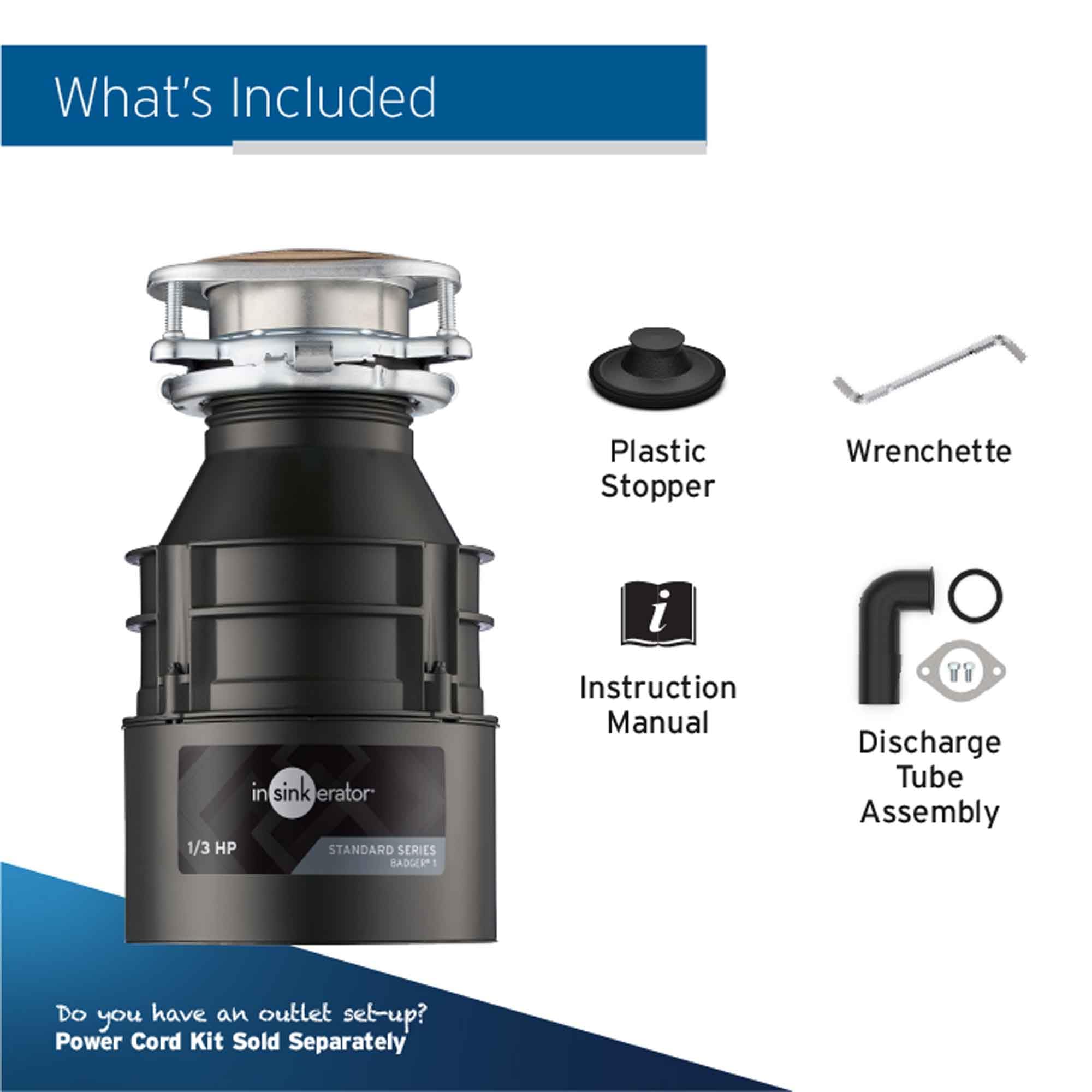 InSinkErator Badger 5 Garbage Disposal - 1/2 HP Continuous Feed Kitchen Waste Disposer - Perfect for Home Kitchens & Sustainable Food Waste Management