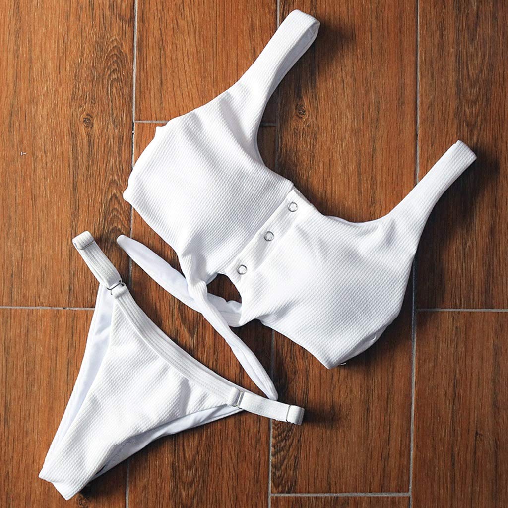 Sexy Push Up Bikini Set for Women - Medium White 2 Piece Padded Swimwear with Bandage Design | Perfect for Beach, Pool Party & Summer Vacation