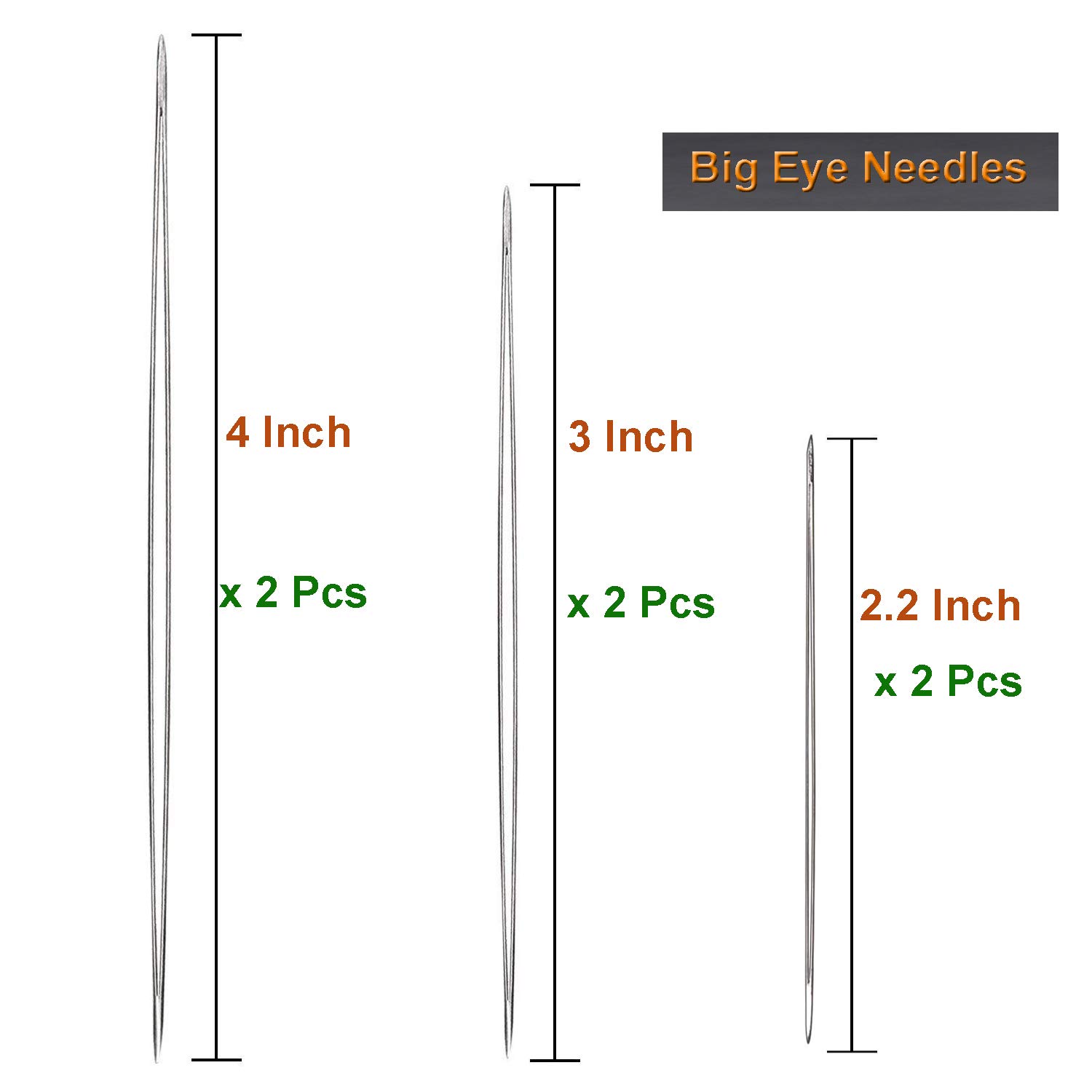 26 Pcs Beading Needles Set - 6 Big Eye & 20 Straight Needles with Storage Bottle for Jewelry Making, DIY Crafts, Sewing and Beadwork Projects