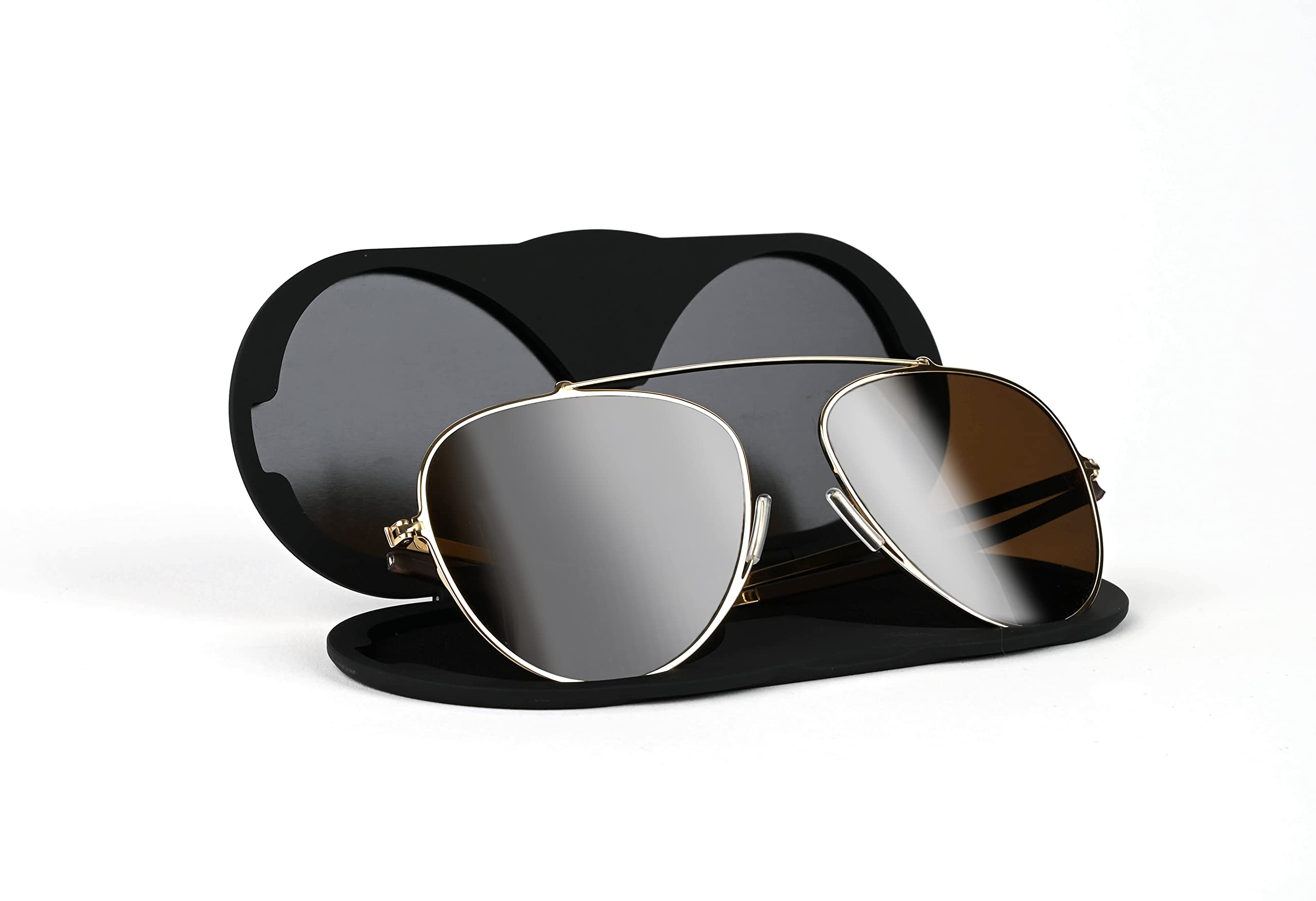 ThinOptics Milano Aluminum Case & Aviator Sunglasses - Gold Frame with Brown Lens (54mm) | Premium UV Protection for Driving, Travel & Outdoor Activities
