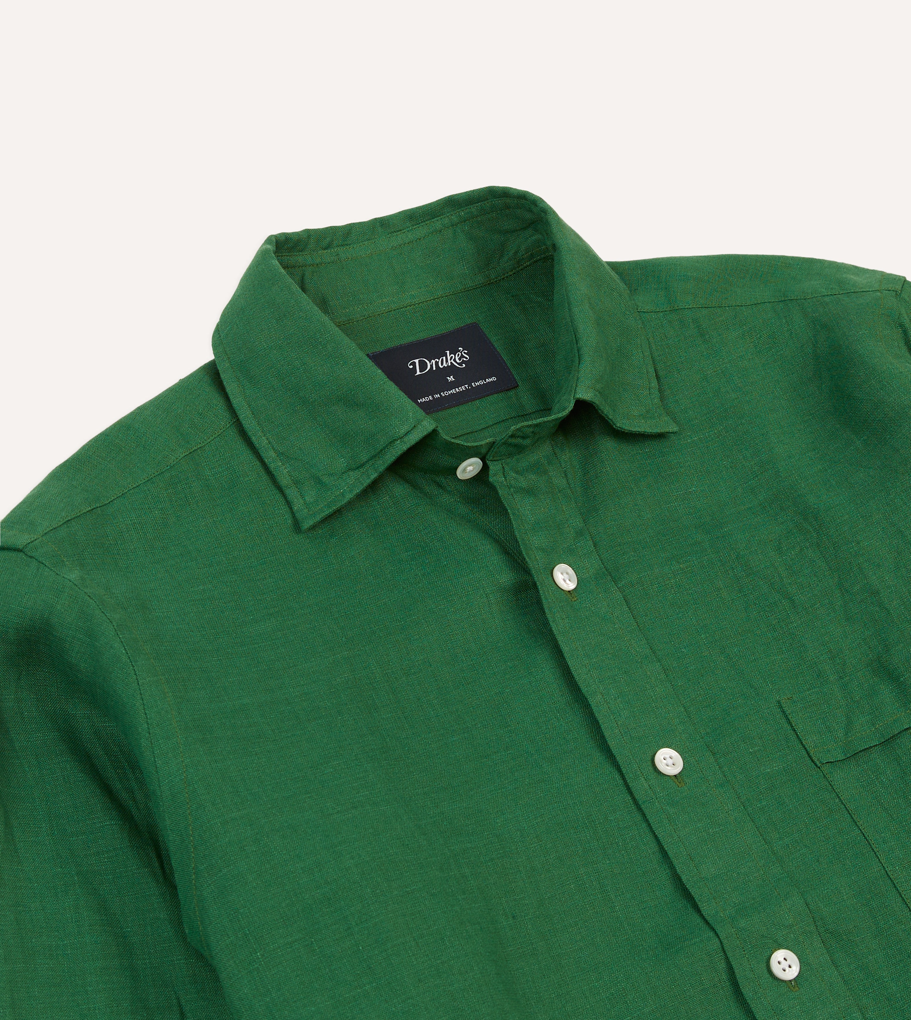 Forest Green Linen Spread Collar Shirt for Men - Breathable Casual Button Down Shirt for Summer, Office, and Outdoor Activities