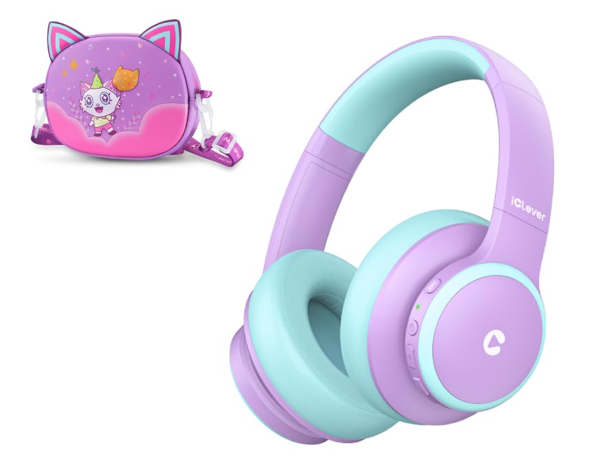iClever BTH26 Kids Active Noise Cancelling Headphones with Carrying Case | Wireless Bluetooth Headset for School, Travel & Online Learning